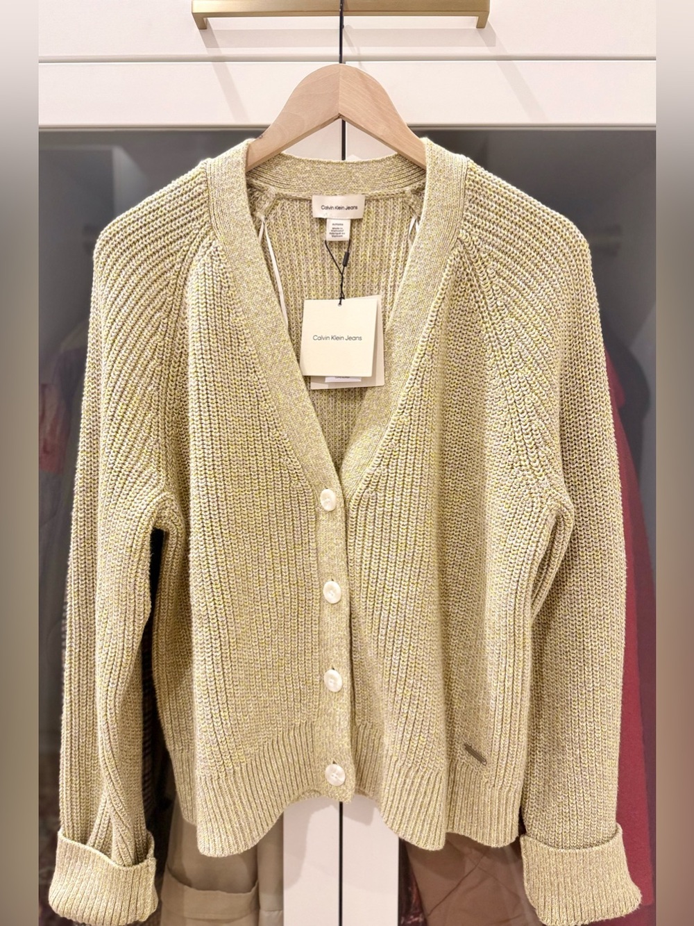 NWT Calvin Klein Jeans Women’s XL 100% Cotton Knit Cardigan Sweater | MSRP $195